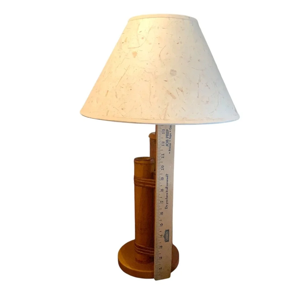 VTG Mid Century Bamboo Table Lamp Tarogo Japan Hollywood Regency Boho Coastal 16